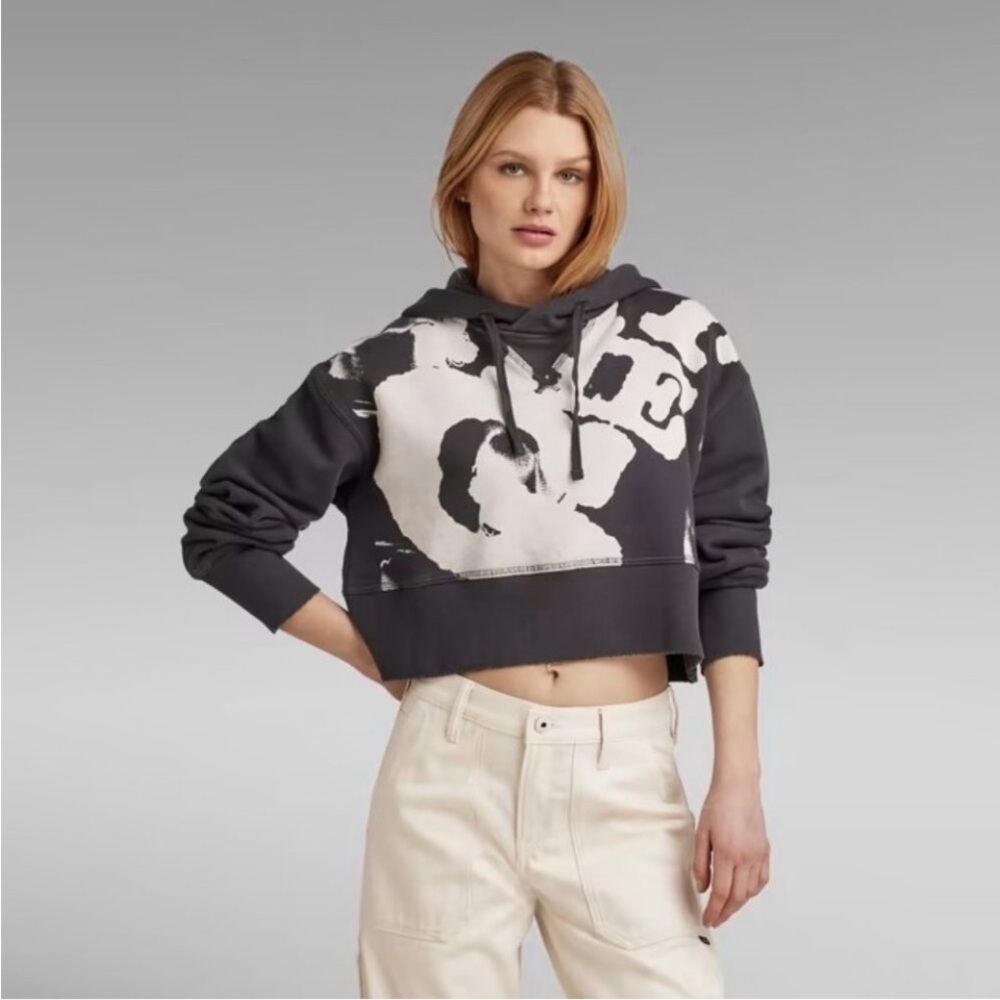 G-Star Black and White Graphic Hoodie